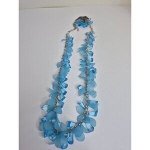 NEW Rant & Rave Blue Petal Floral Acrylic Necklace And Earring Set